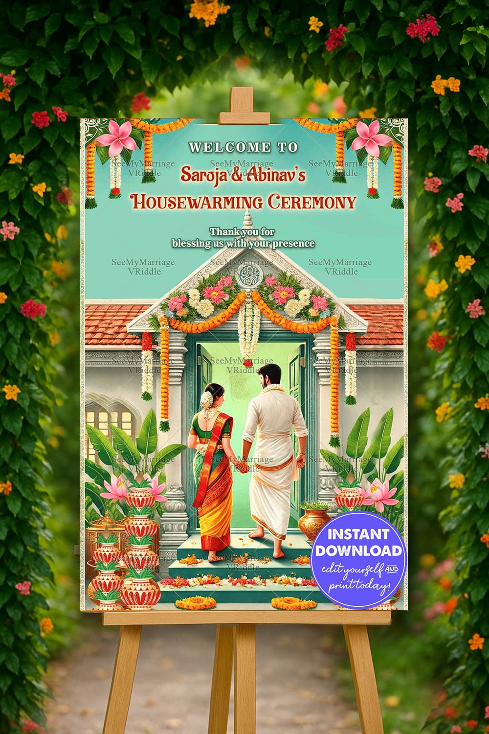 Telugu Traditional Housewarming Welcome Banner