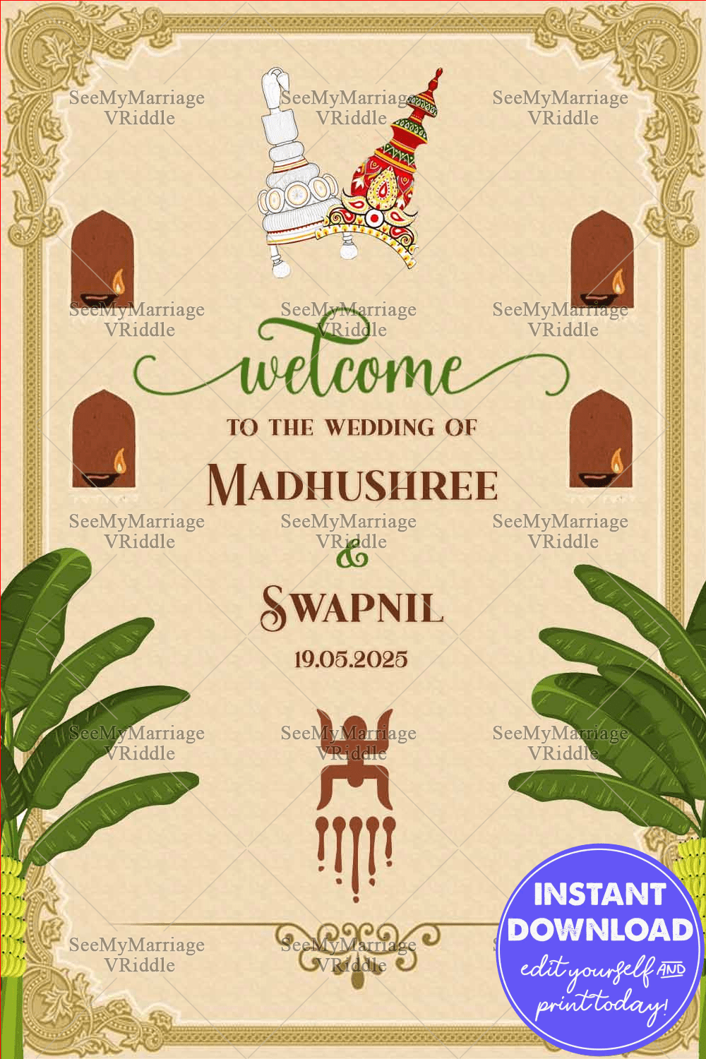 Traditional Bengali Wedding Ceremony Welcome Poster
