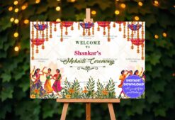 Traditional Cartoon Dance Theme Mehndi Ceremony Welcome Banner