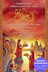 Traditional Chhath Puja Invitation Card with Sunrise Festive Theme