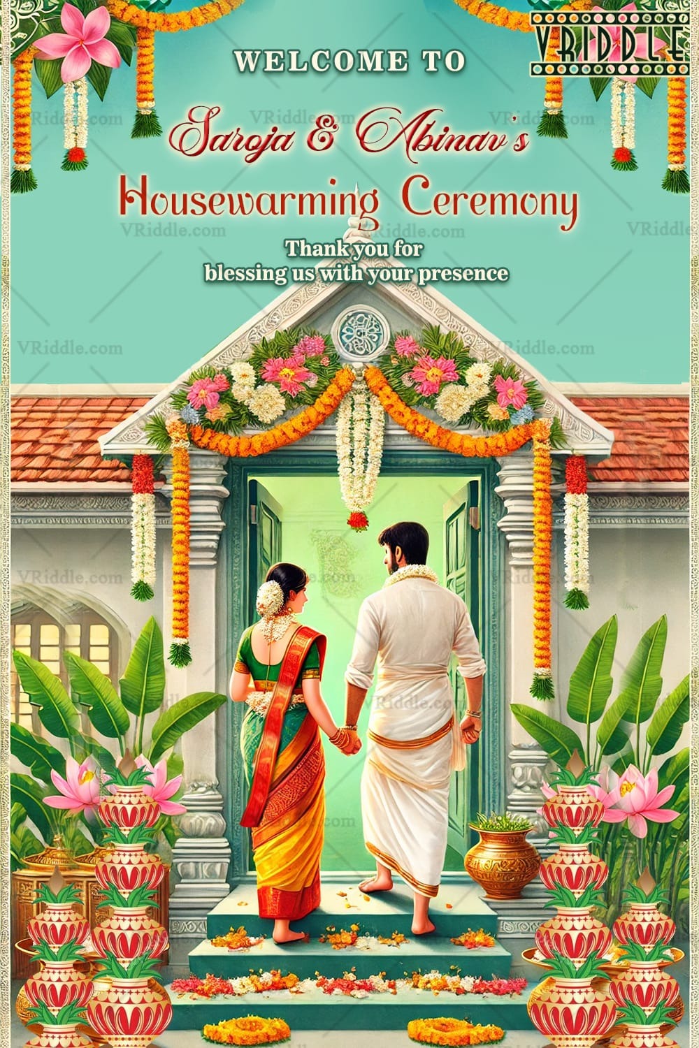 Traditional Floral Doorway Housewarming Banner