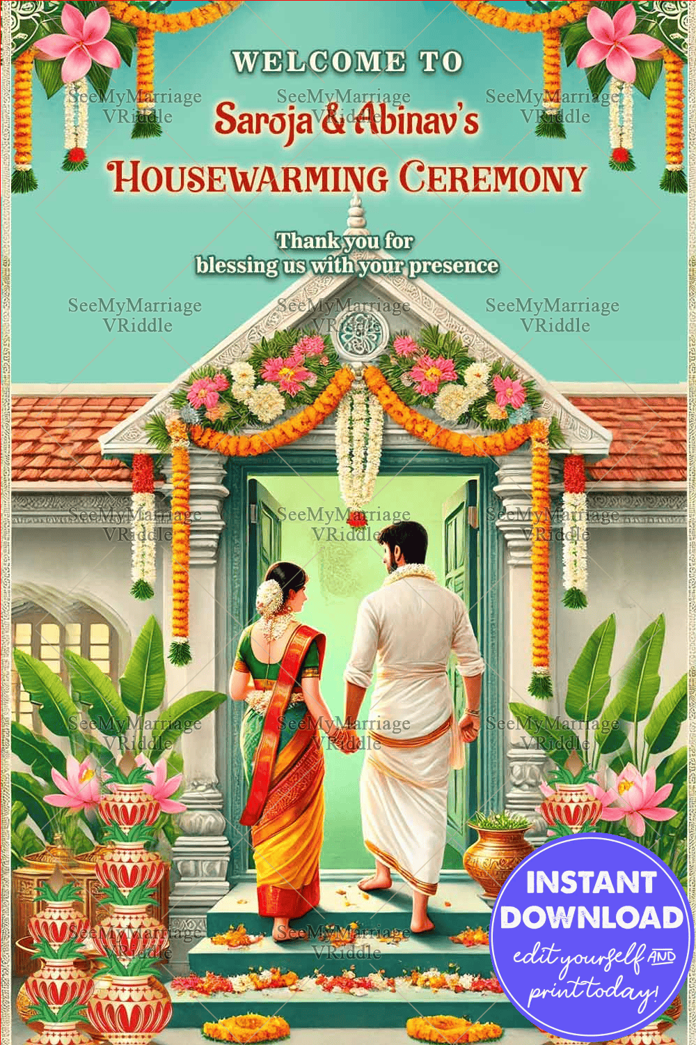 Traditional Floral Doorway Housewarming Banner
