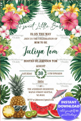 Tropical Bliss Baby Shower Invitation Card with Summer Theme Celebration