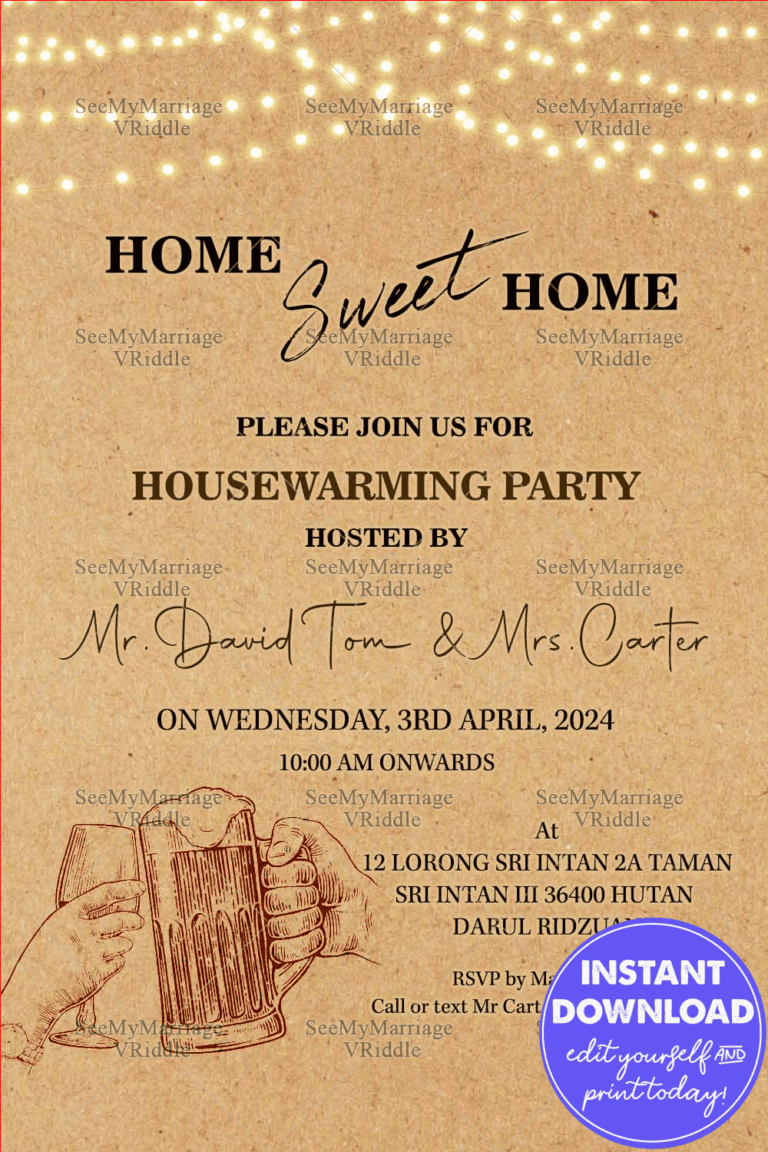 Warm Lighting Housewarming Party Invitation Card with Vintage Theme