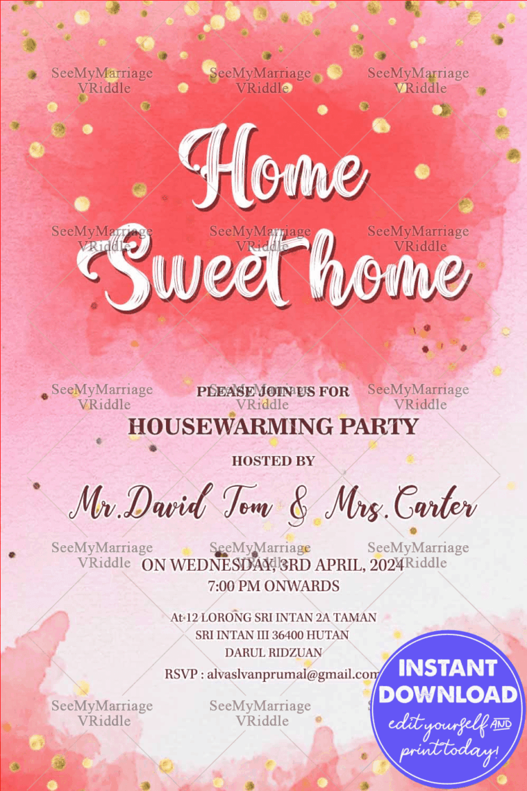Watercolor Splash Theme Housewarming Party Invitation Card