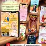 Sikh Wedding Splendor College Card with Traditional Motifs Background