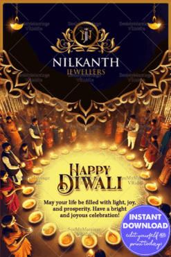 Community Celebration Diwali Greeting Card with Diyas Decor