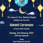 Crescent Lanterns Islamic Naming Ceremony Invitation