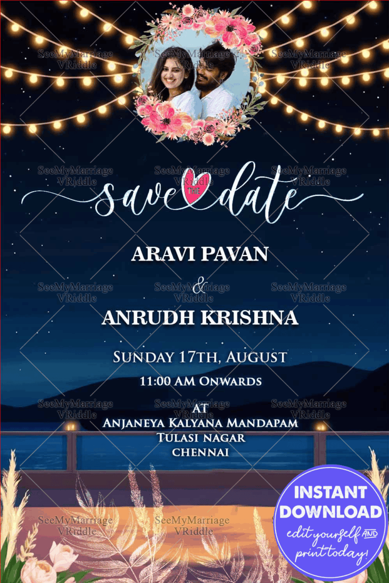 Dreamy Night Stylish Couple Save the Date Invitation Card with Add Photo Background