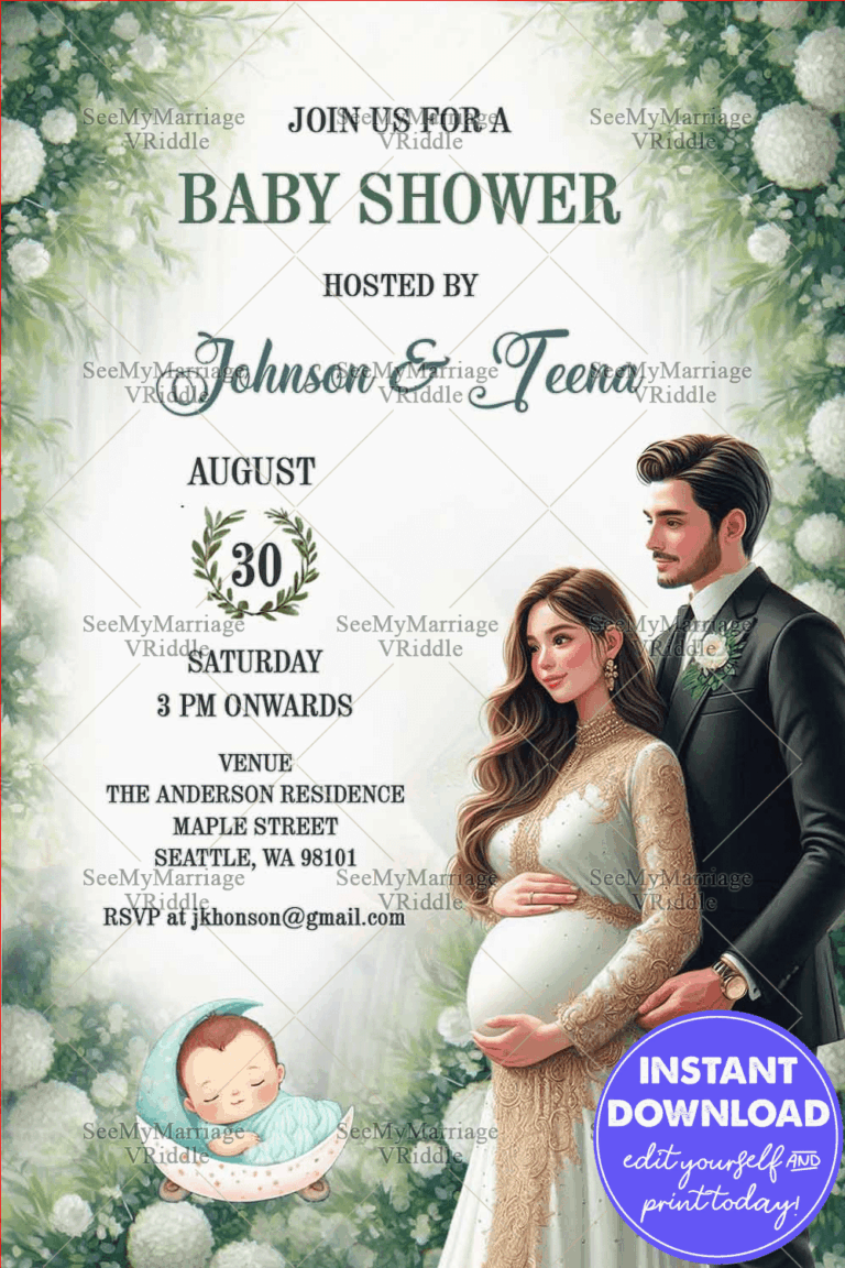 Elegant Couple Baby Shower Invitation with Floral Design