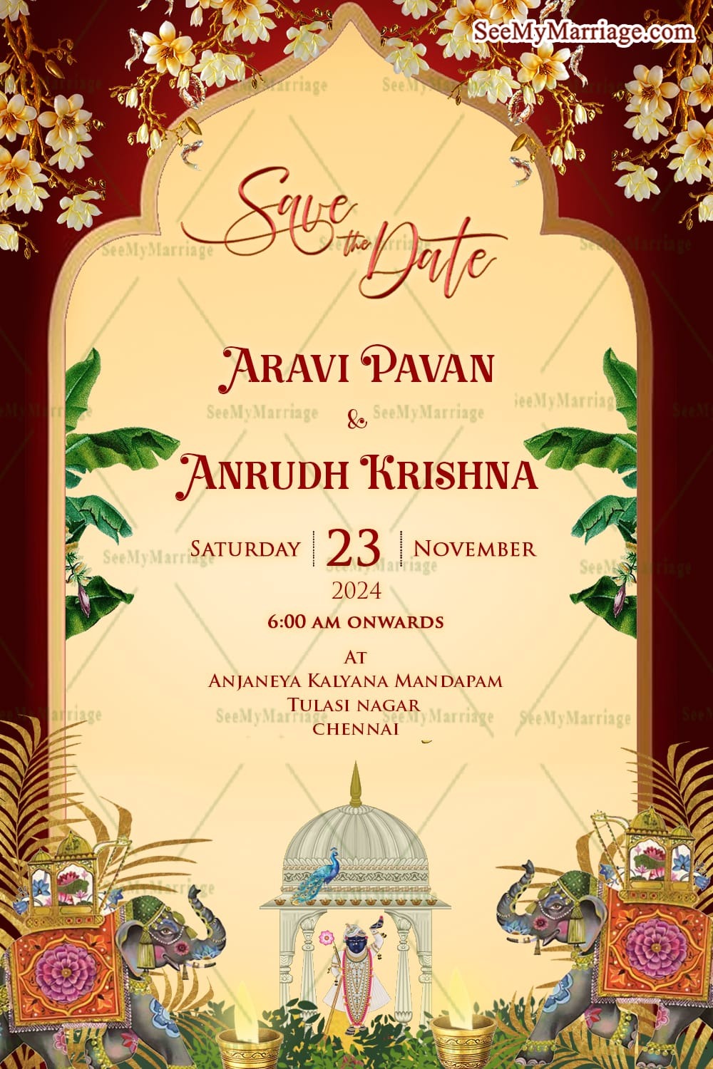 Elegant Floral Save the Date Wedding Invitation