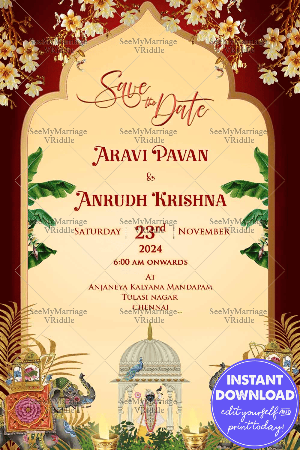Elegant Floral Save the Date Wedding Invitation