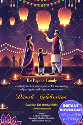 Festive Lanterns Theme Diwali Celebration Invitation Card