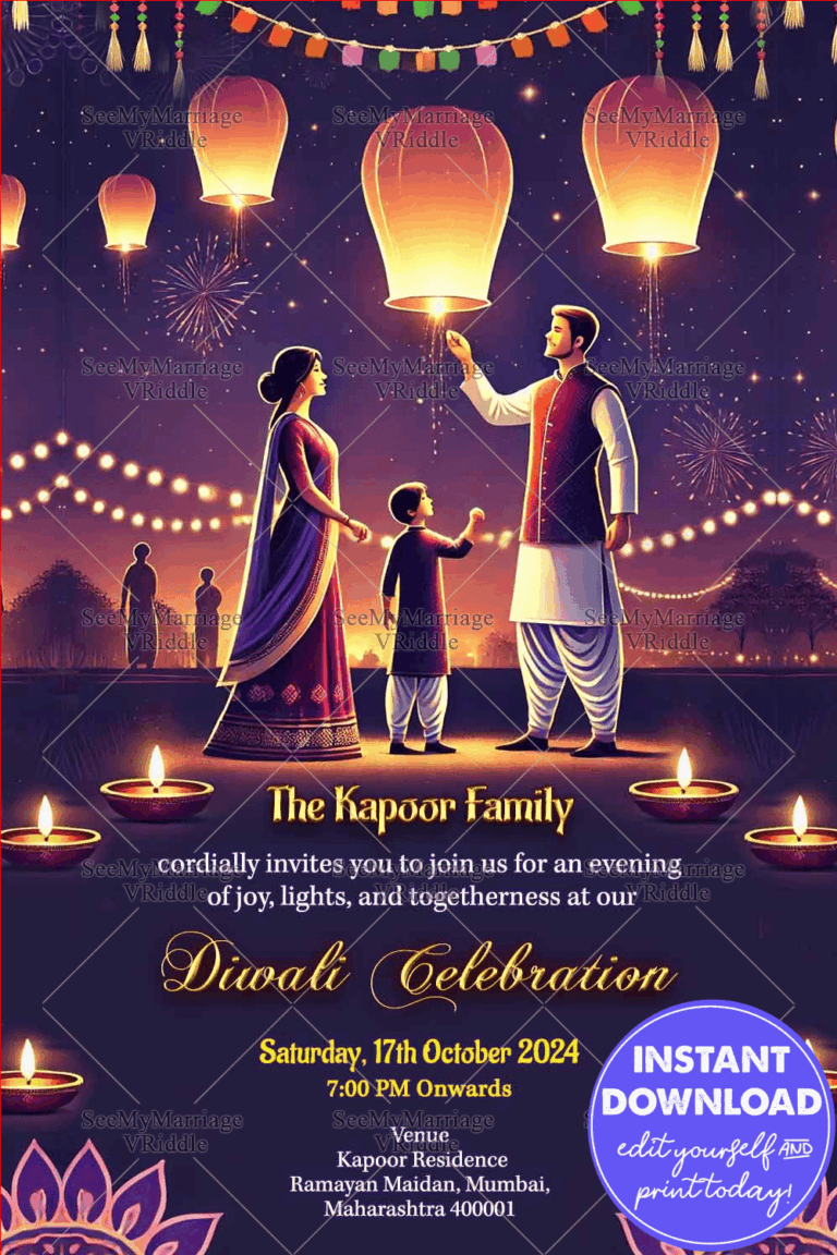 Festive Lanterns Theme Diwali Celebration Invitation Card