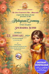 Floral Ganesha Hutagirani Ceremony Invitation with Traditional Artwork