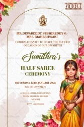 Floral Invitation Half Saree Ceremony for Daughter Sumithra