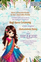 Floral Mandala Half Saree Ceremony Invitation