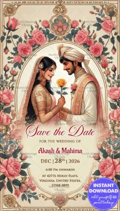 Floral Wedding Save the Date Card