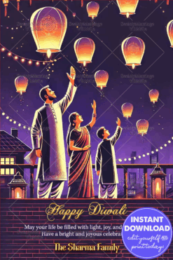 Lantern Light Theme Diwali Celebration Greeting Card