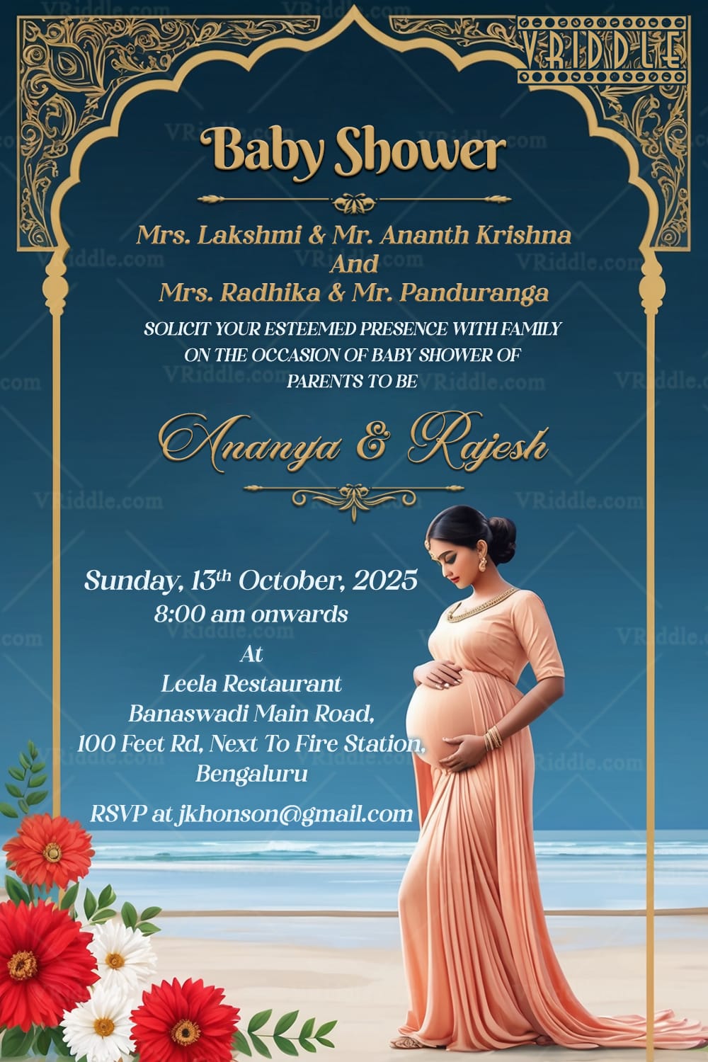 Serene Beach Theme Modern Baby Shower Invitation Card