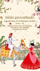 Serenidade Tropical Portuguese Theme Wedding Invitation Video with Beautiful Couple Illustration