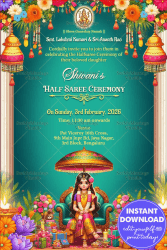 Traditional Floral Half Saree Ceremony Invitation