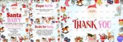 Santa-Themed Baby Shower Invitation with Diaper Raffle and Thank You Section Framed with Christmas Elements