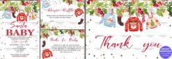 Christmas-Themed Baby Shower Invitation Suite with Sweater Motifs, Diaper Raffle, and Thank You Note