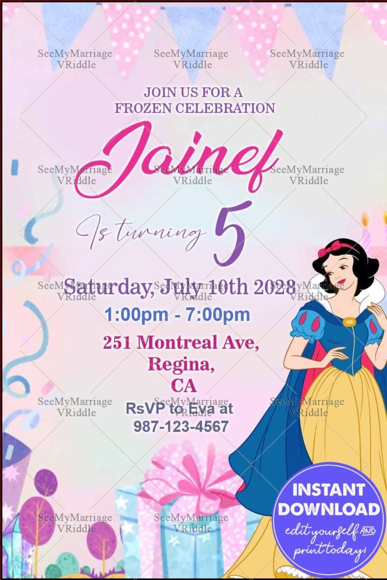 Frozen-Themed 5th Birthday Invitation Featuring Elsa, Olaf, and Floral Snowflakes on a Vibrant Aqua Background