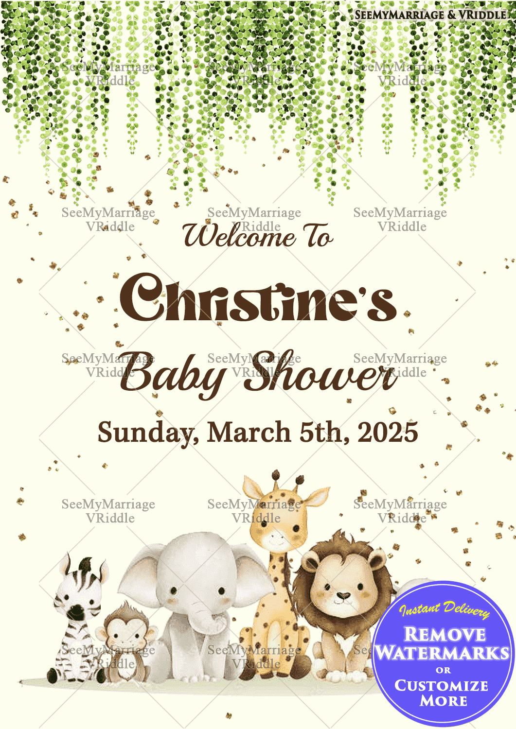 Animal-Themed Nature-Inspired Baby Shower Invitation