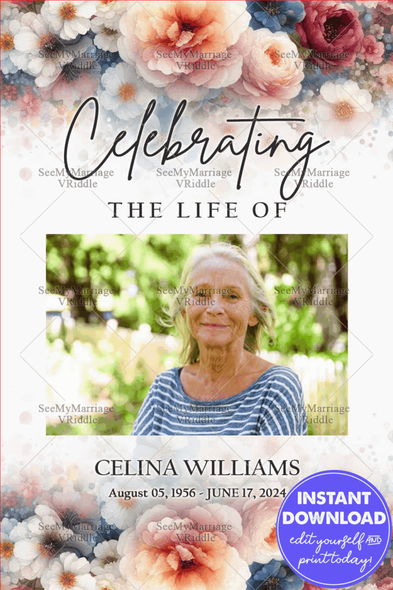 Beautiful Memorial Tribute Card with Floral Accents