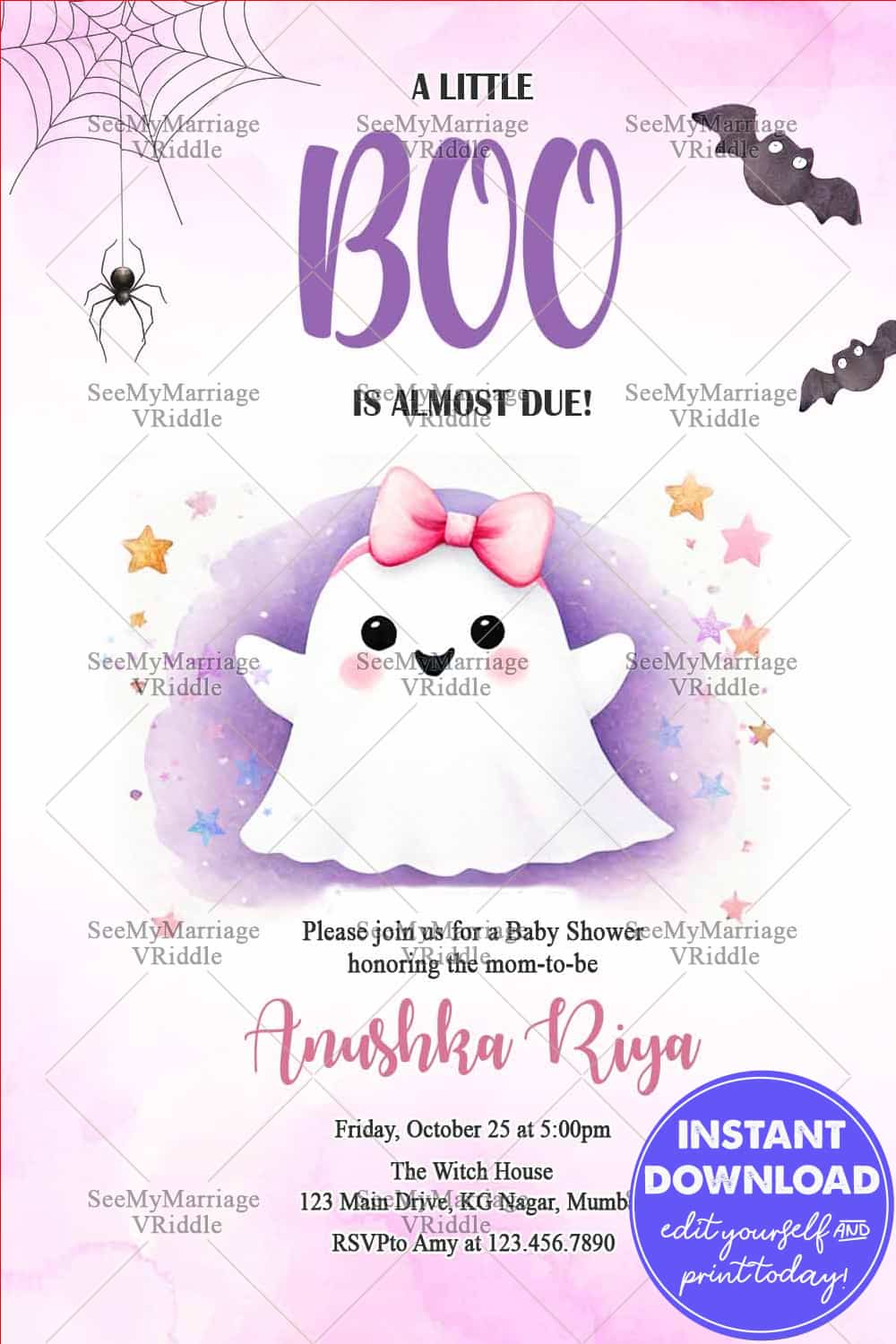 Boo tiful Ghost Baby Shower Invitation with Halloween Accents