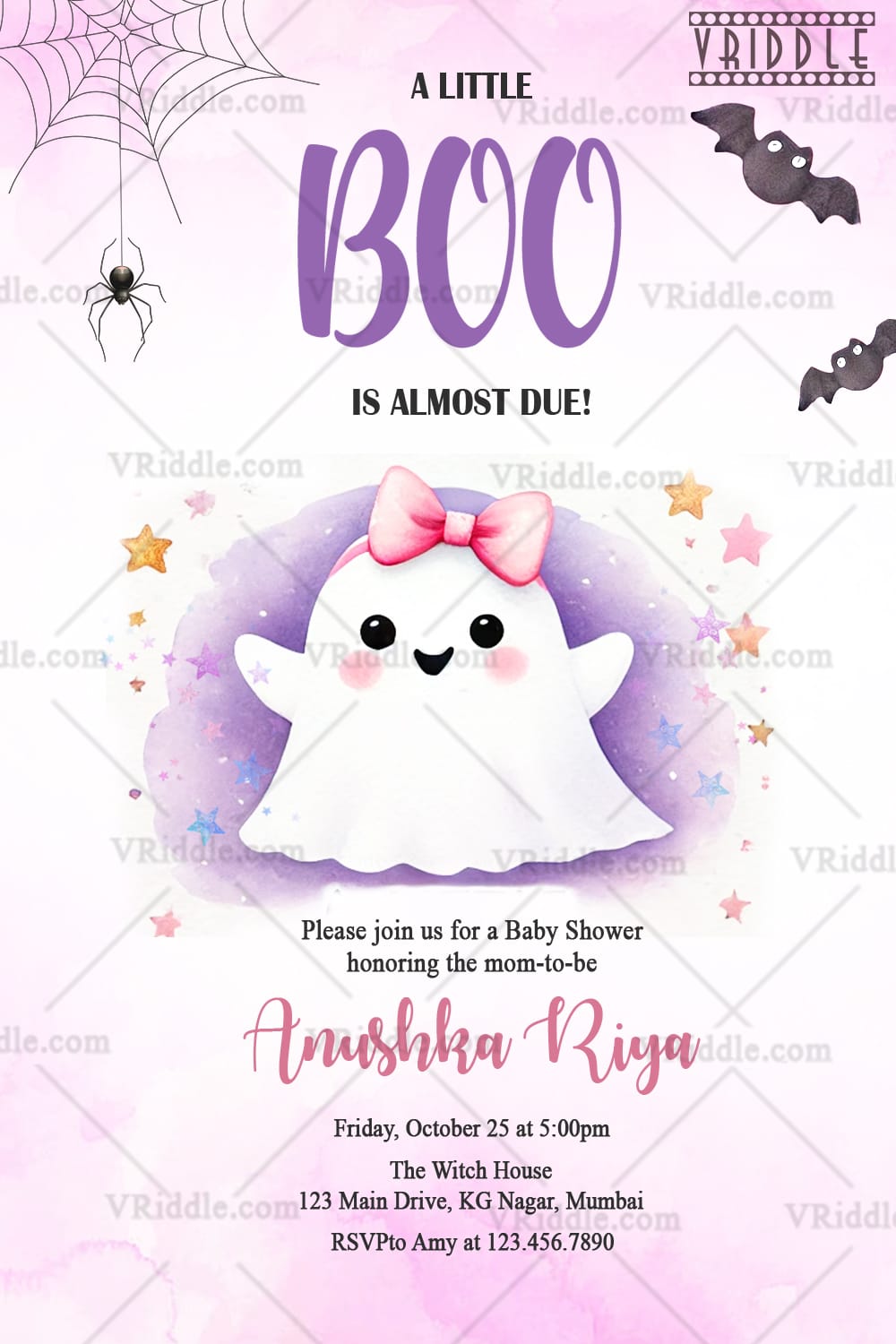 Boo tiful Ghost Baby Shower Invitation with Halloween Accents