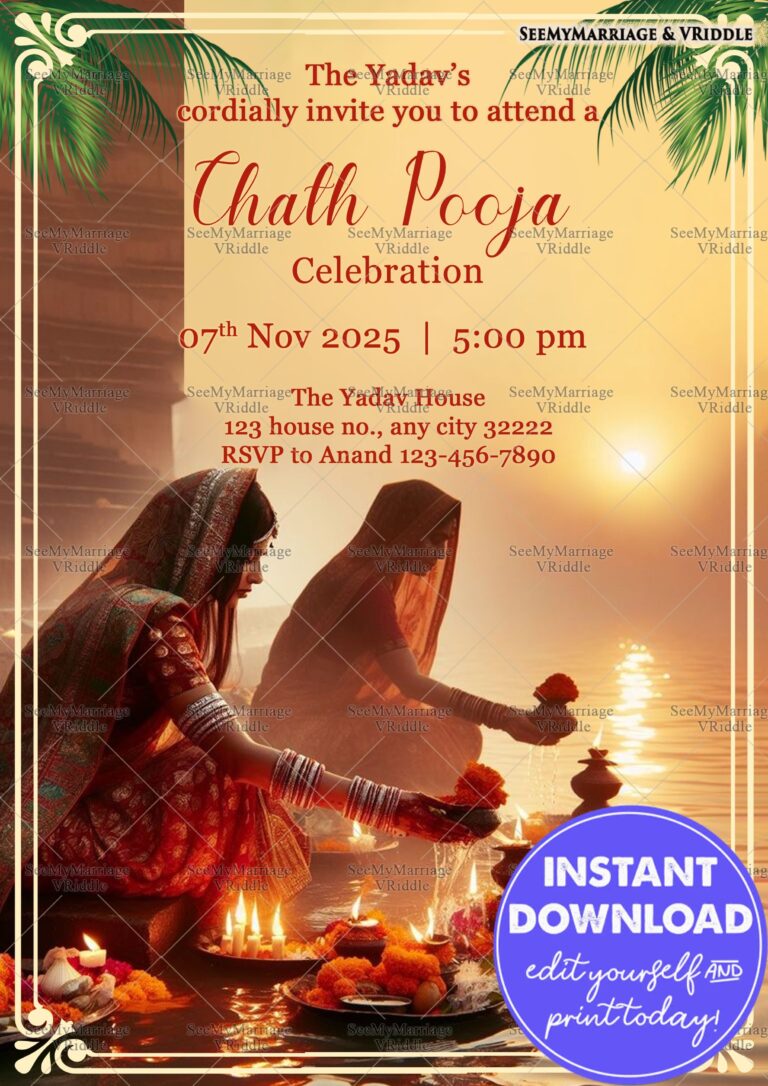 Chath Pooja Invitation Sunset Ritual Celebration