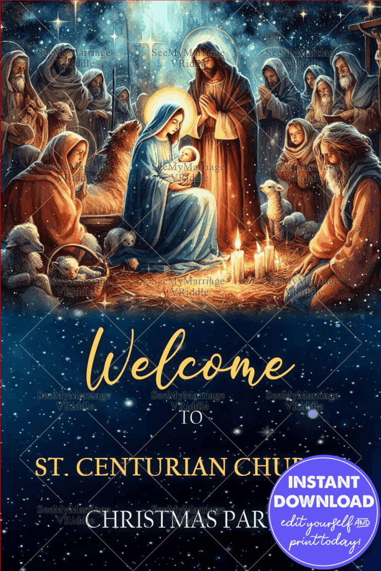 Divine Christmas Party Invitation with Nativity Artwork