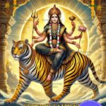 Divine Durga Mata ki Chowki Invitation with Tiger Illustration