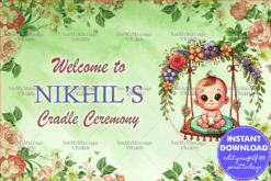 Floral Cradle Ceremony Invitation Adorable Baby Welcome Card Template