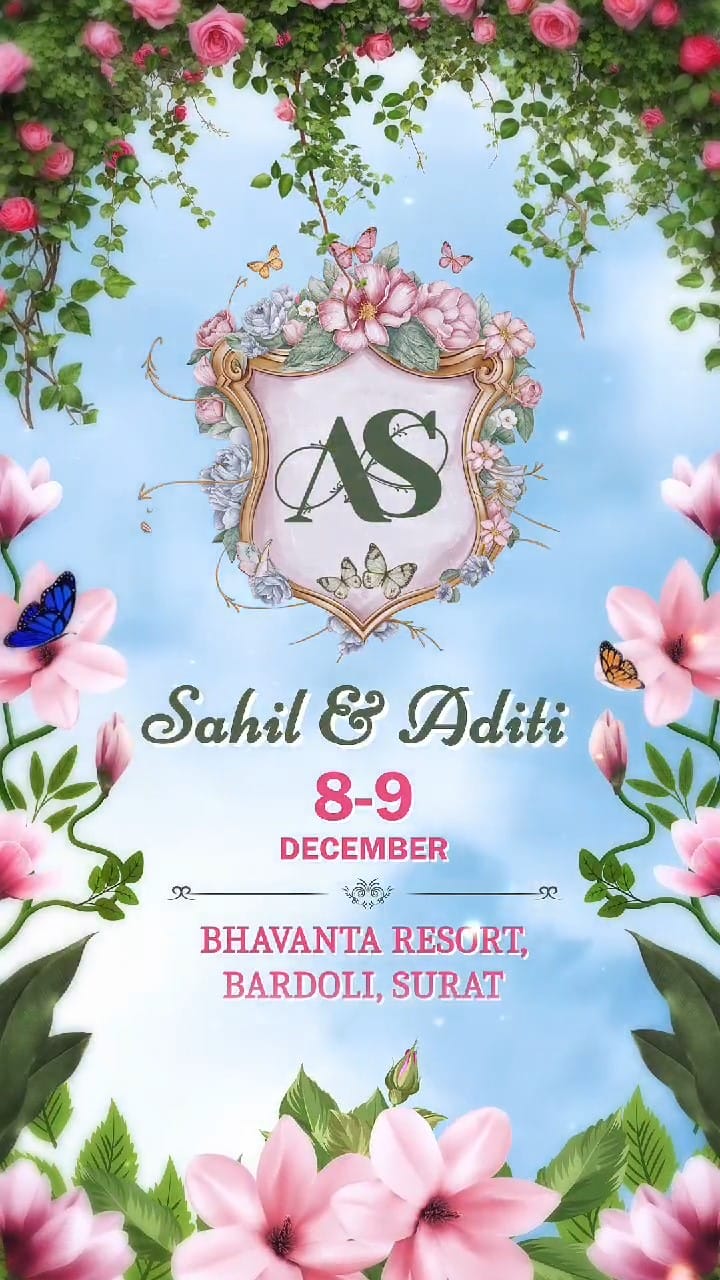 Floral Crest Wedding Invitation Video with Colorful Carnival