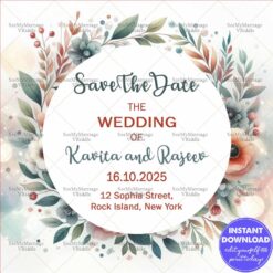 Floral Elegance Save the Date Wedding Invitation Card