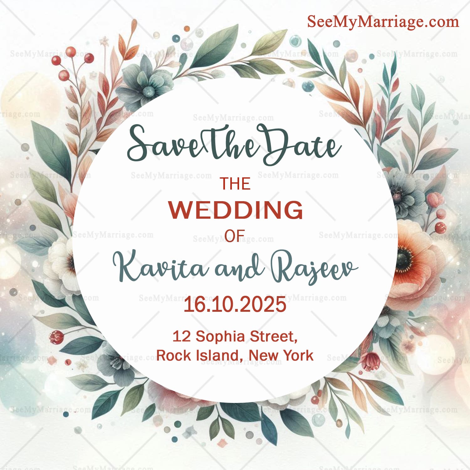 Floral Elegance Save the Date Wedding Invitation Card – SeeMyMarriage