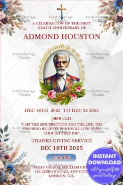 Floral Tribute Death Anniversary Invitation