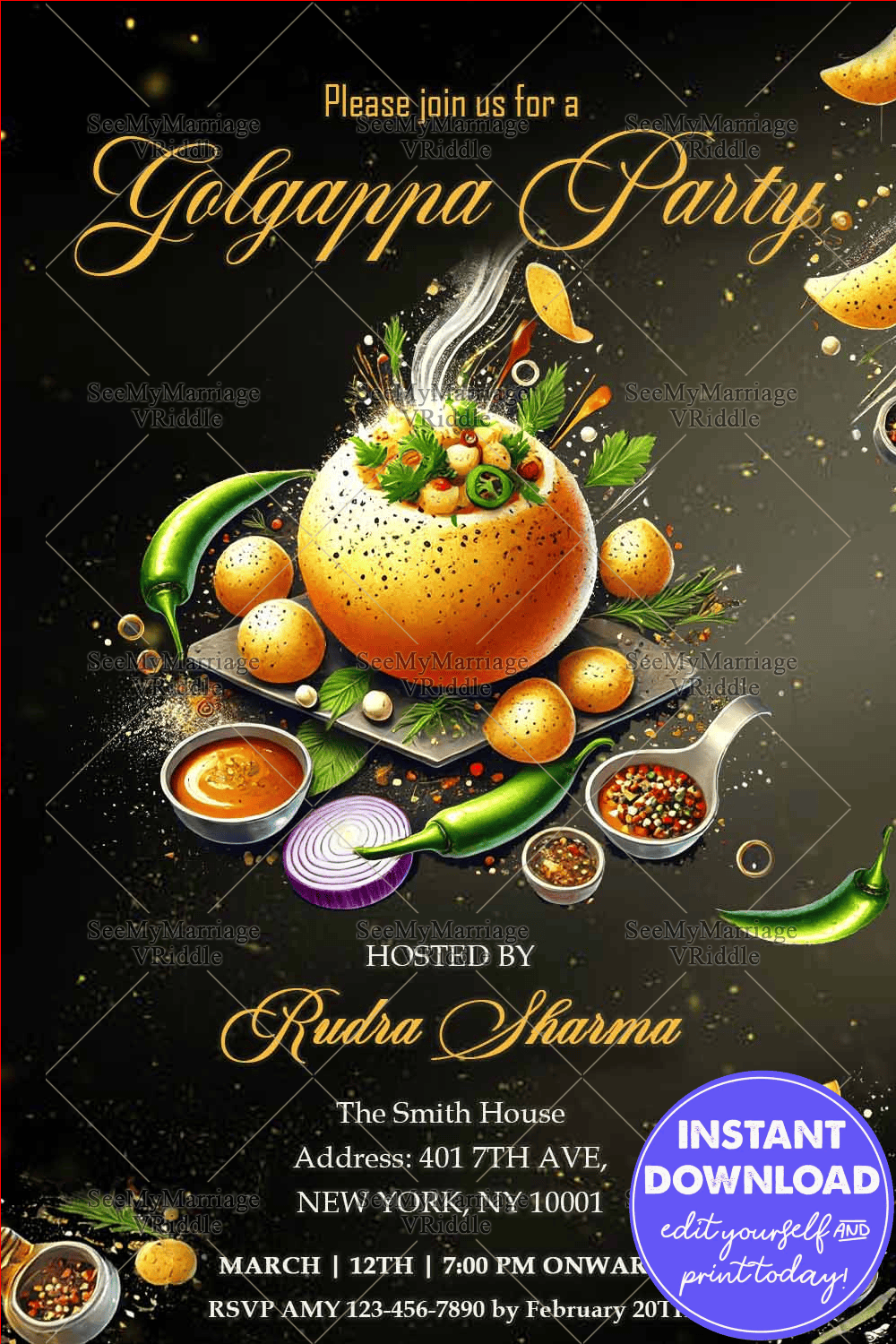 Golgappa Feast Invitation Spicy Street Food Party Invite Template