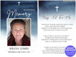 In Loving Memory Card with Serene Blue&White Gradient and Uplifting Tribute Poem