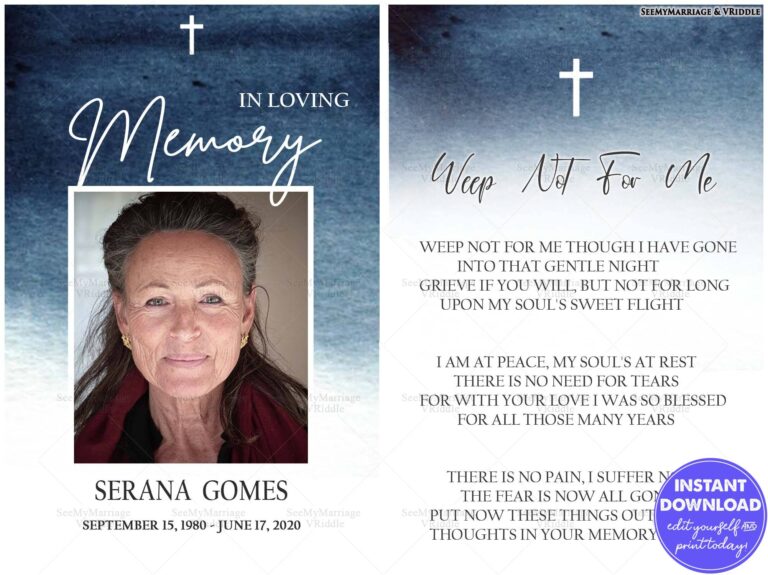 In Loving Memory Card with Serene Blue&White Gradient and Uplifting Tribute Poem