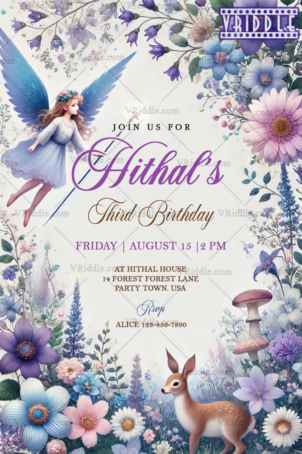 Magical Fairy Birthday Invitation with Woodland Theme