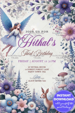 Magical Fairy Birthday Invitation with Woodland Theme