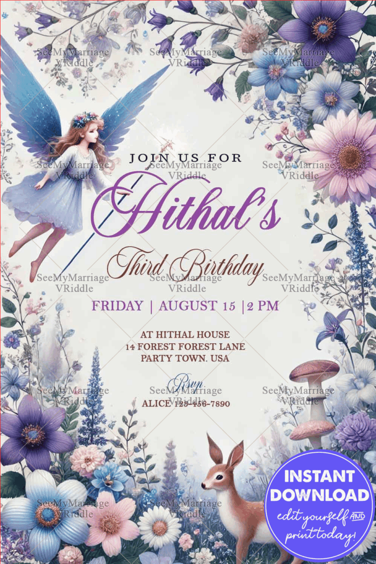 Magical Fairy Birthday Invitation with Woodland Theme