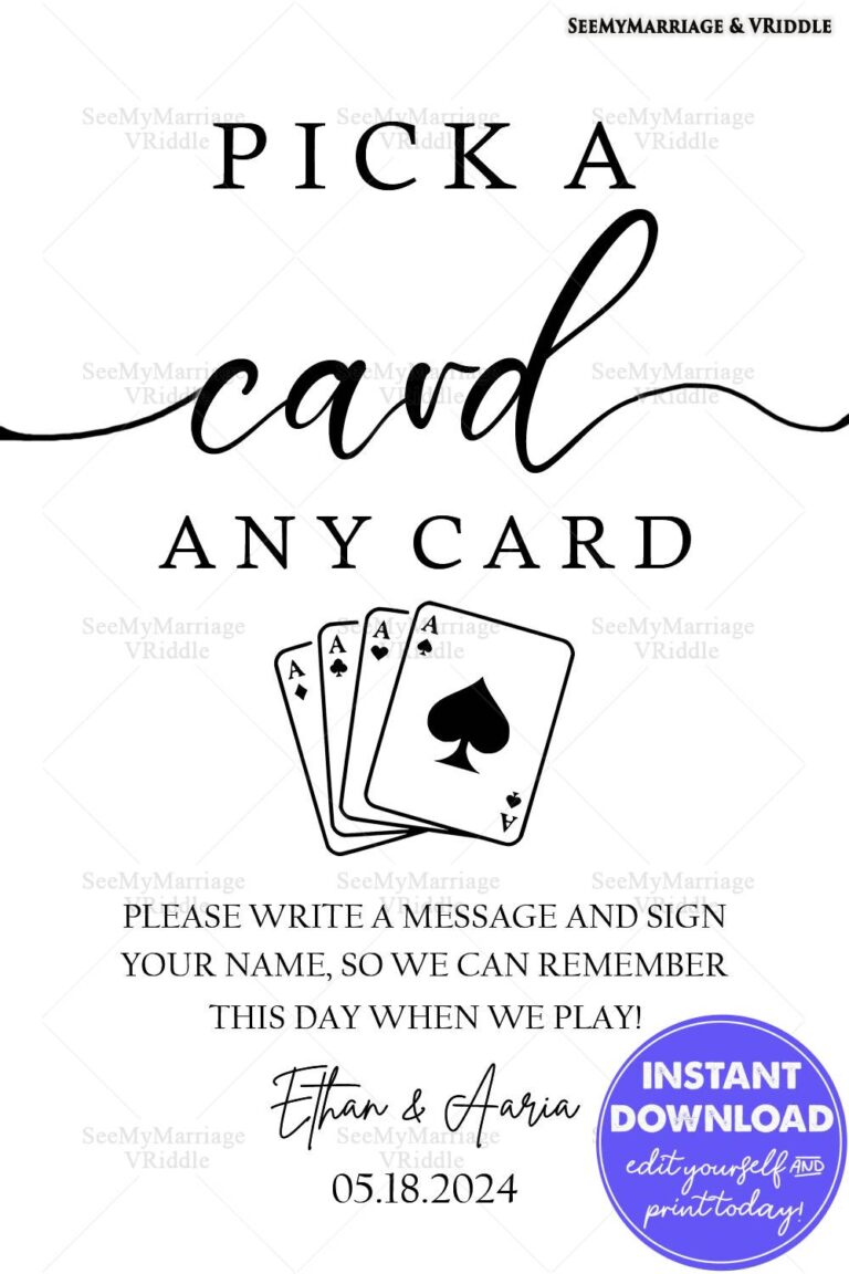 Minimalist Guest Message Card with Playing Cards Design for Weddings or Special Occasions