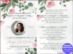 Nature-Themed Memorial Card with Watercolour Accents and Heartfelt Poem for a Cherished Loved One