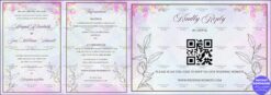 Pastel Lavender Gradient Wedding Invitation Suite with Elegant Floral Illustrations, Information and RSVP
